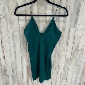 Intimately Free People Blue Green Bodycon Mini Plunge Dress Skinny Strap
